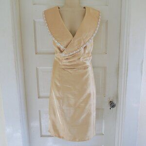 Gold Shimmery Ruched Retro 60s Costume Cosplay Cocktail Dress L/XL